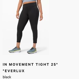 Lululemon - In Movement Tight 25” leggings. Black